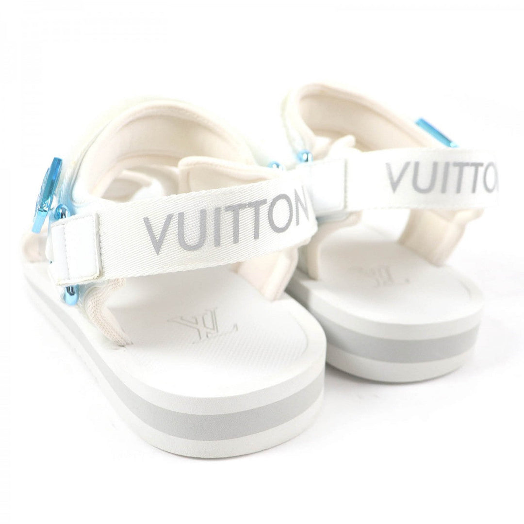 LOUIS VUITTON Sandals Part: Leather white Panama line mens 8 Used Authentic