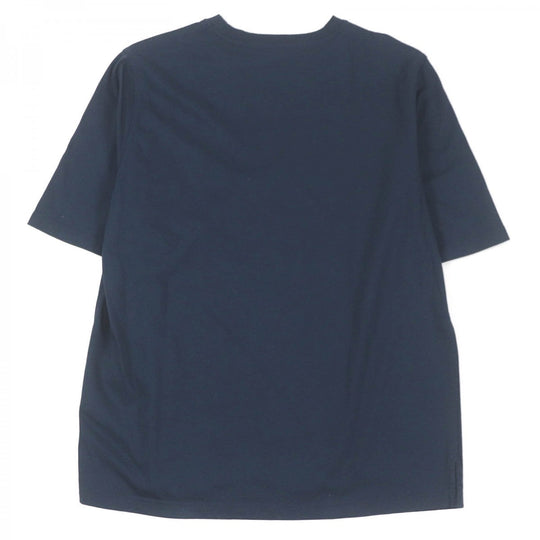 HERMES Short sleeve T-shirt Main: 100% cotton, Leather part: Sheepskin Navy Puzzle Eskettle mens XS Used Authentic