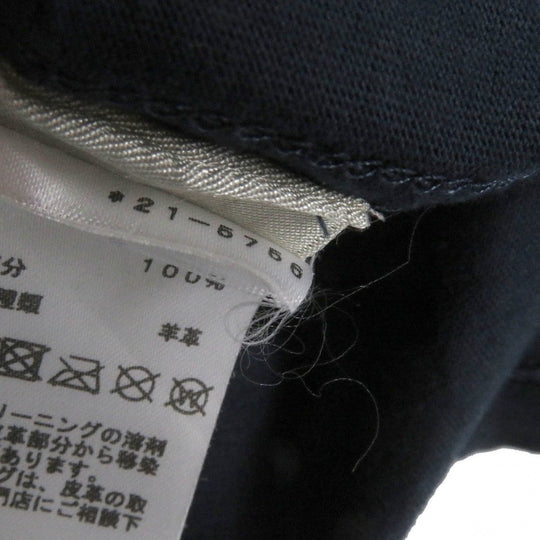 HERMES Short sleeve T-shirt Main: 100% cotton, Leather part: Sheepskin Navy Puzzle Eskettle mens XS Used Authentic