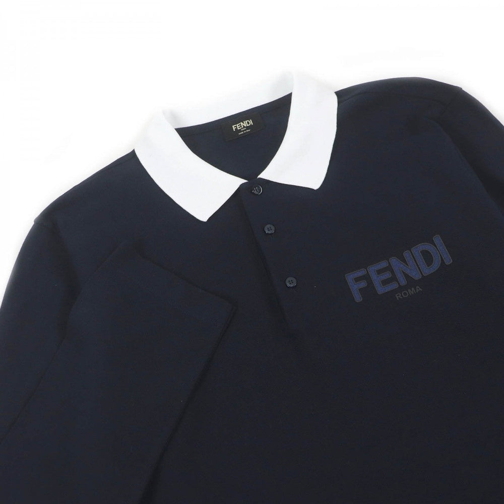 FENDI Long sleeve polo shirt FY1139 Main: 100% cotton, some parts: PVC Navy mens L Used Authentic