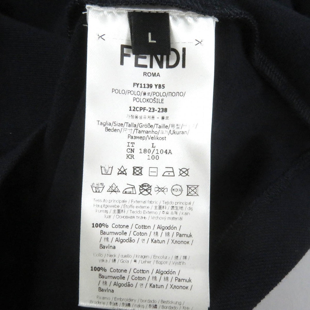 FENDI Long sleeve polo shirt FY1139 Main: 100% cotton, some parts: PVC Navy mens L Used Authentic