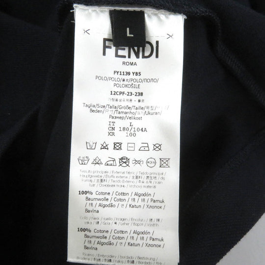 FENDI Long sleeve polo shirt FY1139 Main: 100% cotton, some parts: PVC Navy mens L Used Authentic