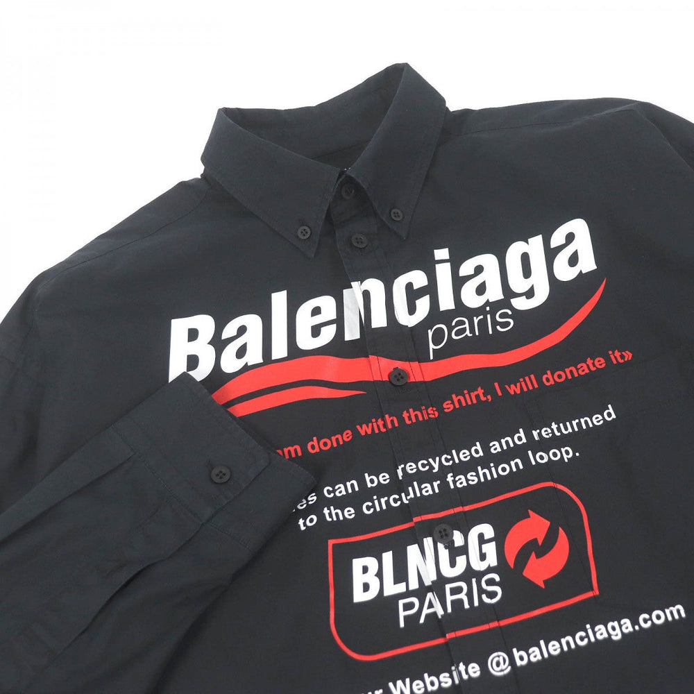 BALENCIAGA Long sleeve shirt 664626 cotton black mens XXS Used Authentic