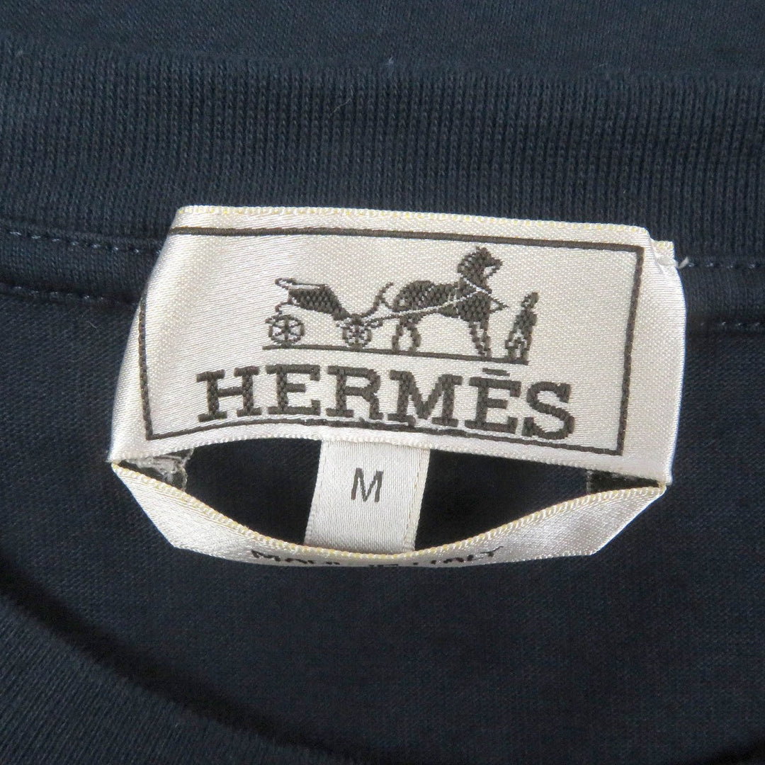 HERMES Short sleeve T-shirt Main: 100% cotton Navy caval card mens M Used Authentic