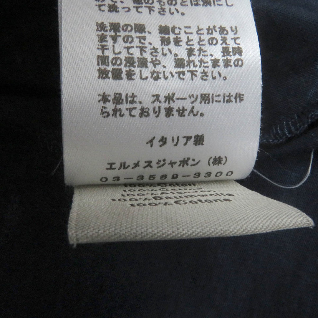 HERMES Short sleeve T-shirt Main: 100% cotton Navy caval card mens M Used Authentic