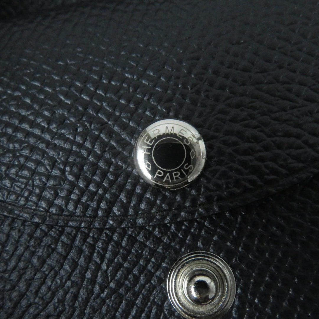 HERMES Coin case Main�FEpsom black Calvi duo Women(Unisex) Used Authentic
