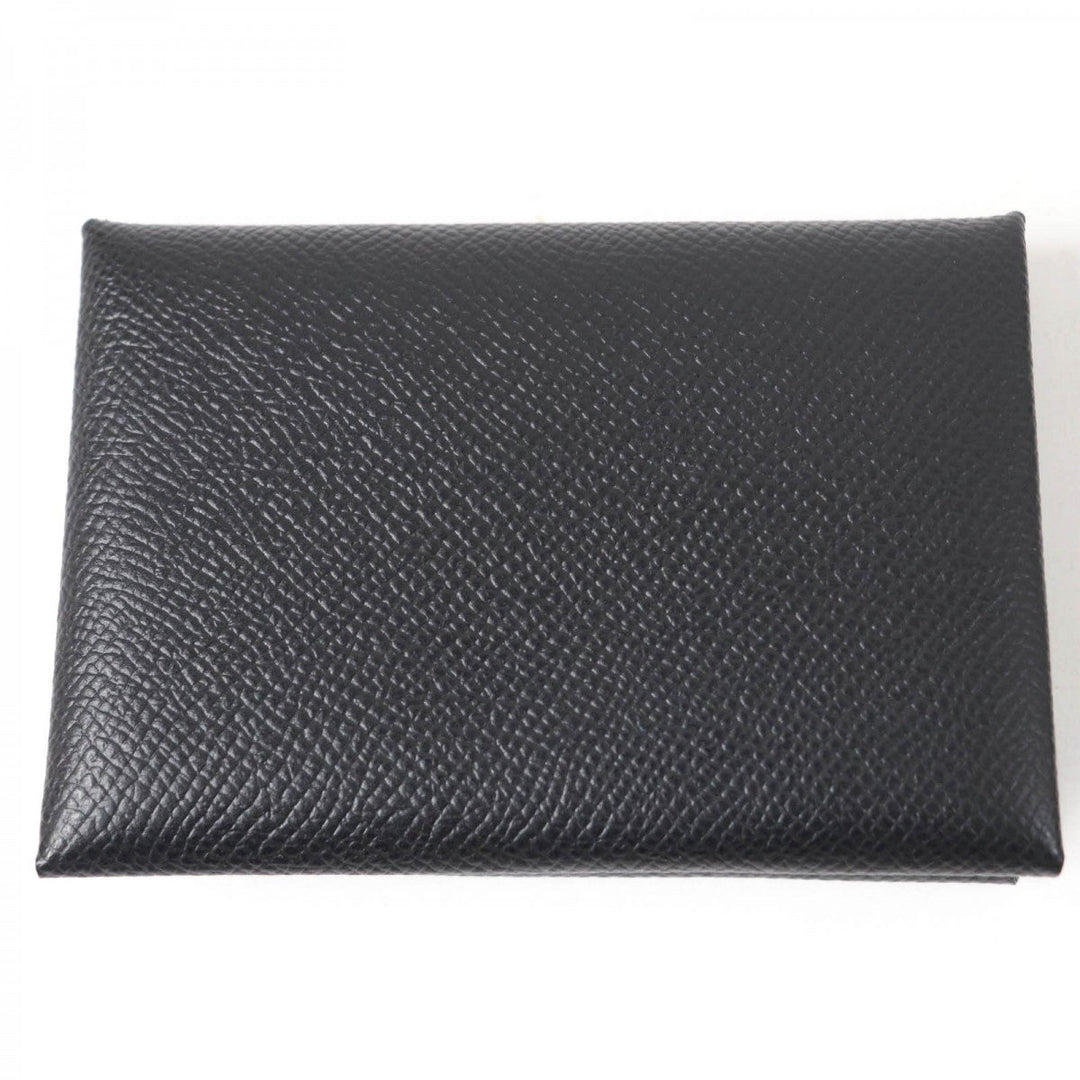 HERMES Coin case Main�FEpsom black Calvi duo Women(Unisex) Used Authentic
