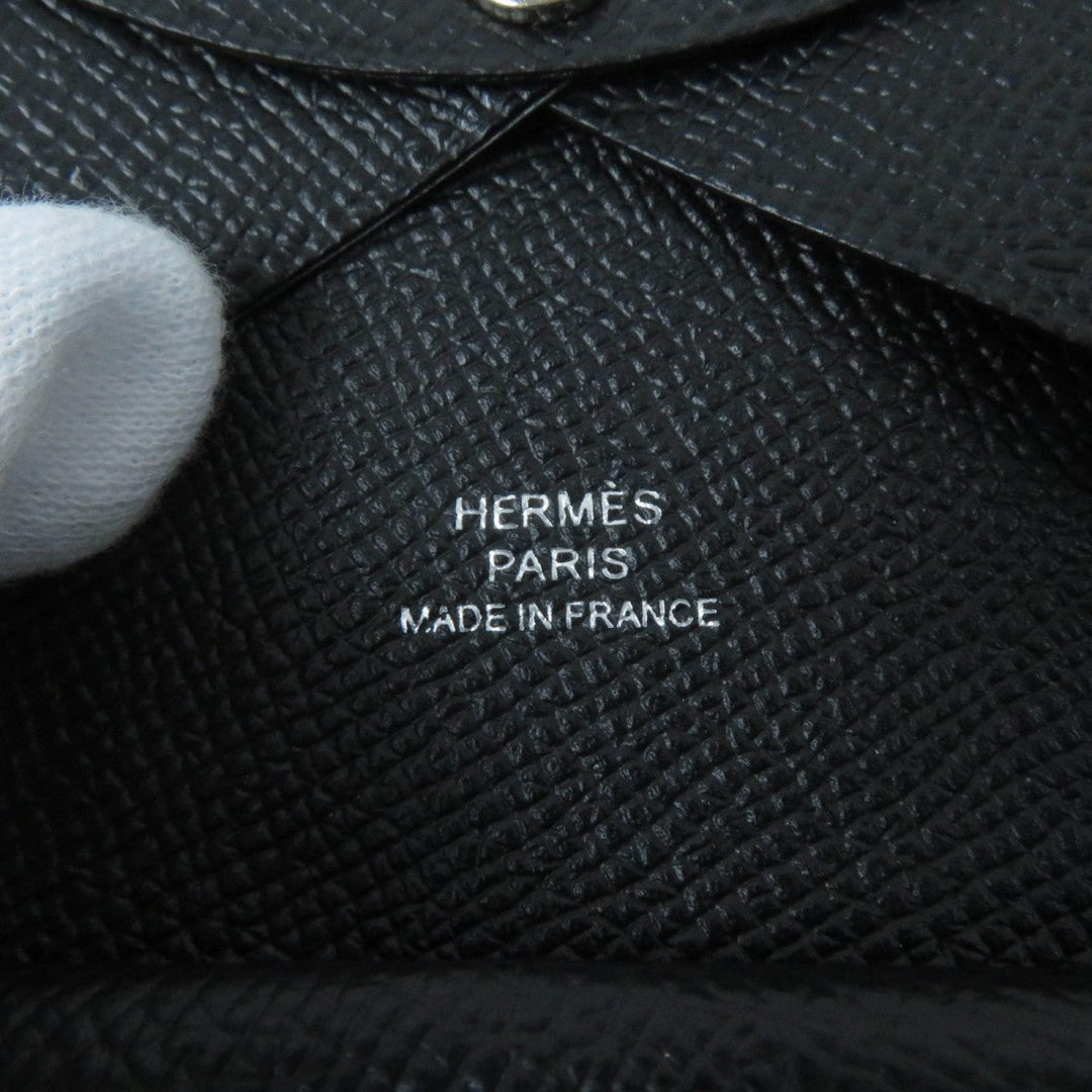 HERMES Coin case Main�FEpsom black Calvi duo Women(Unisex) Used Authentic