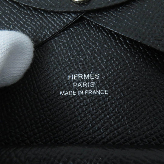 HERMES Coin case Main�FEpsom black Calvi duo Women(Unisex) Used Authentic