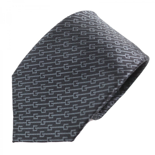 GUCCI tie Main: 100% silk, Lining: 60% cupra, Lining: 40% silk Dark brown gray mens Used Authentic