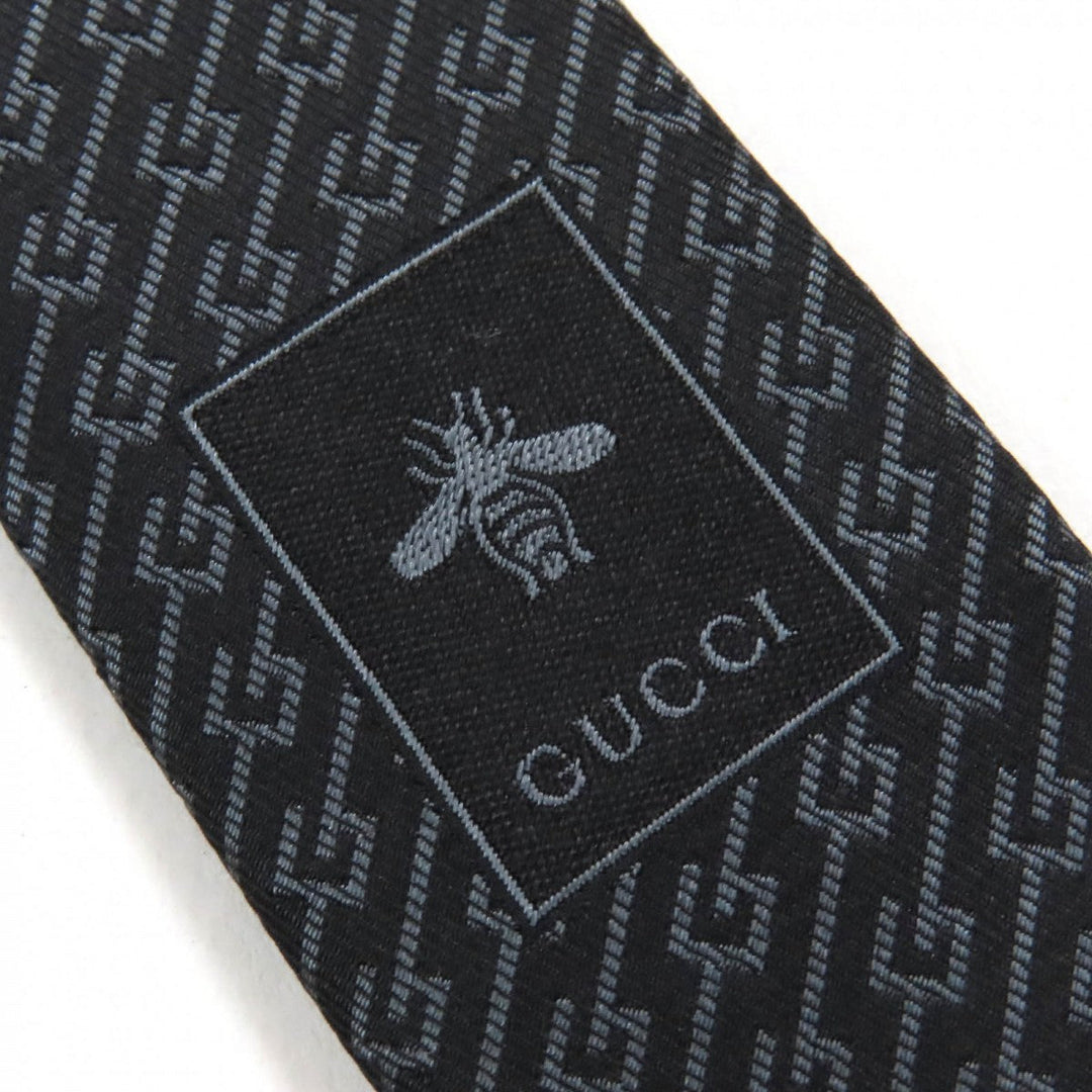 GUCCI tie Main: 100% silk, Lining: 60% cupra, Lining: 40% silk Dark brown gray mens Used Authentic