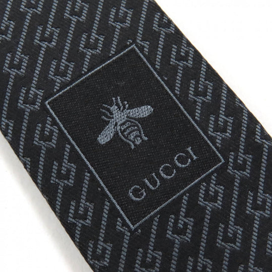 GUCCI tie Main: 100% silk, Lining: 60% cupra, Lining: 40% silk Dark brown gray mens Used Authentic