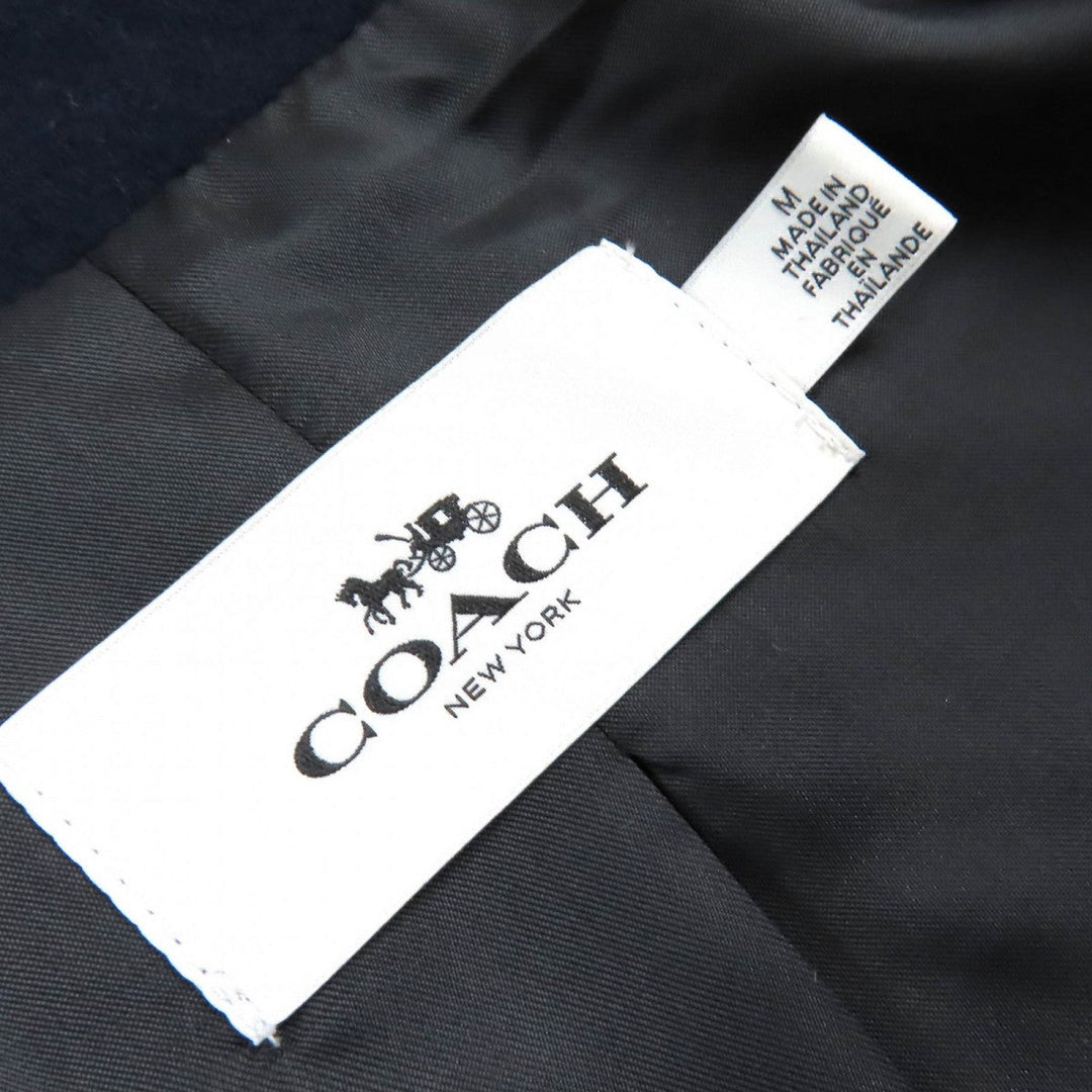 COACH Jacket E1602-3501 Outer: 77% wool, Outer: 23% nylon, Lining: 100% polyester, Part: cowhide, Sleeves: goat leather Navy Ivory mens M Used Authentic