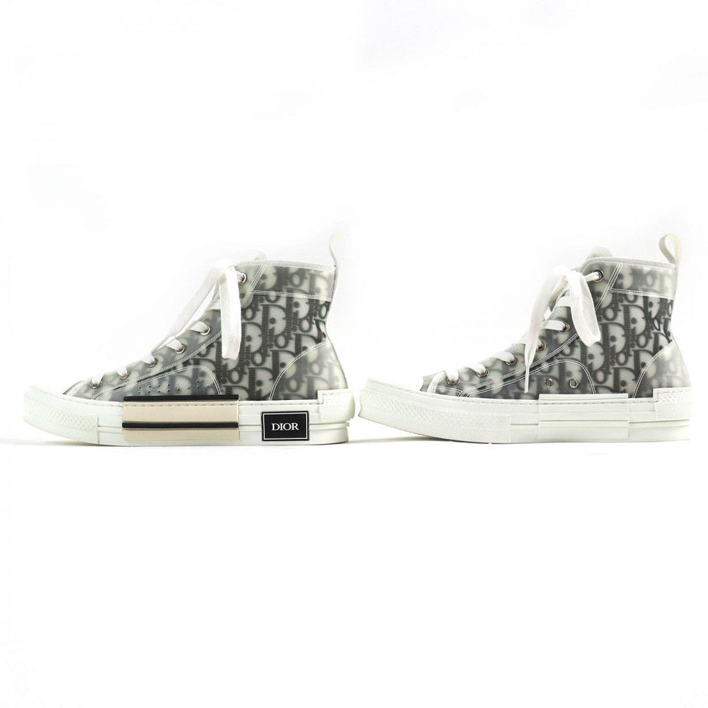 Dior HOMME High cut sneakers Dior Oblique Canvas White Black type B23 mens 40 Used Authentic