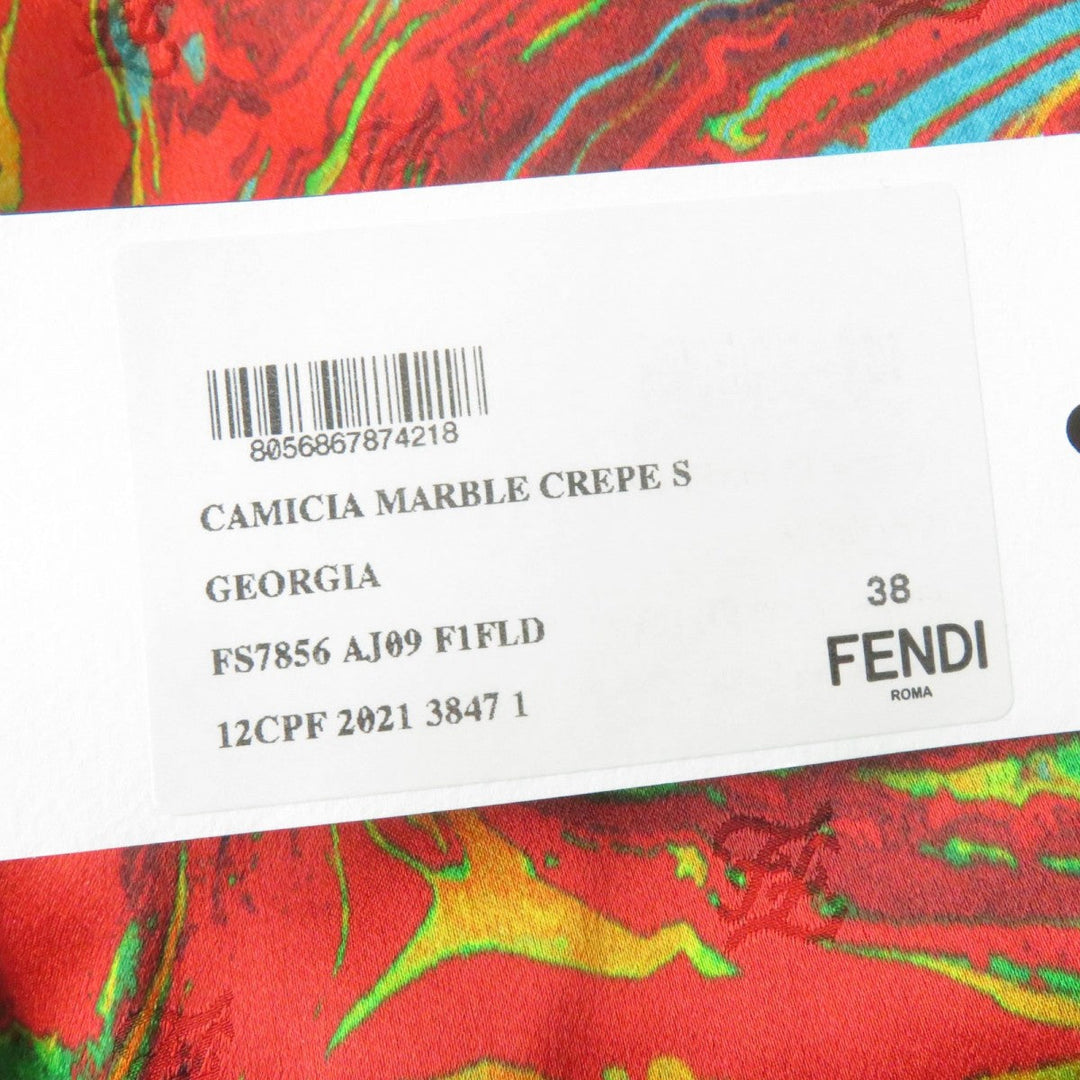 FENDI Long sleeve shirt FS7856 Main: 100% silk Red type Women 38 Used Authentic