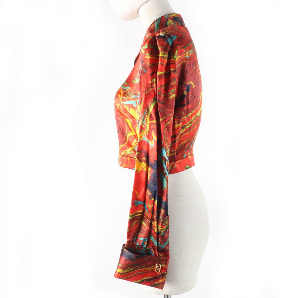 FENDI Long sleeve shirt FS7856 Main: 100% silk Red type Women 38 Used Authentic