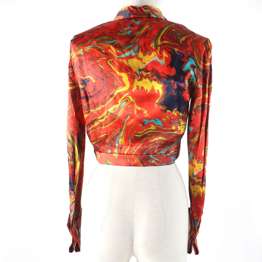 FENDI Long sleeve shirt FS7856 Main: 100% silk Red type Women 38 Used Authentic
