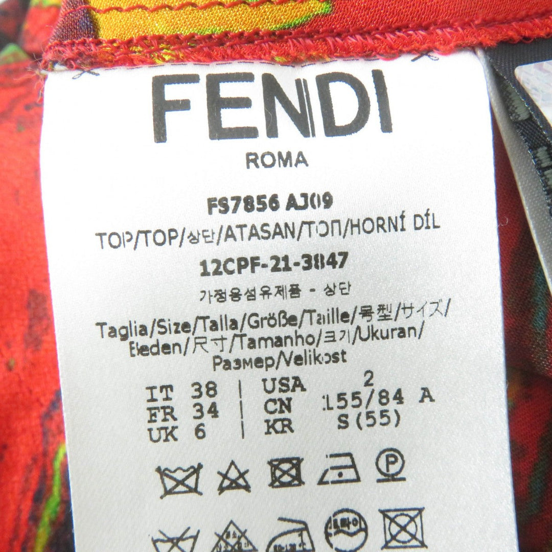 FENDI Long sleeve shirt FS7856 Main: 100% silk Red type Women 38 Used Authentic