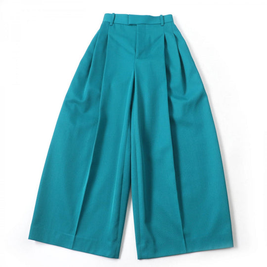 BOTTEGAVENETA Wide pants 653045 wool Turquoise 36