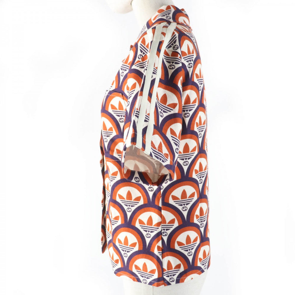 GUCCI Short sleeve shirt 703002 Main: 100% cotton, part: 95% polyester, part: 5% polyurethane Orange type Women 36 Used Authentic