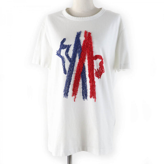 MONCLER Short sleeve T-shirt Main: 100% cotton, Part: 100% polyester white Women M Used Authentic