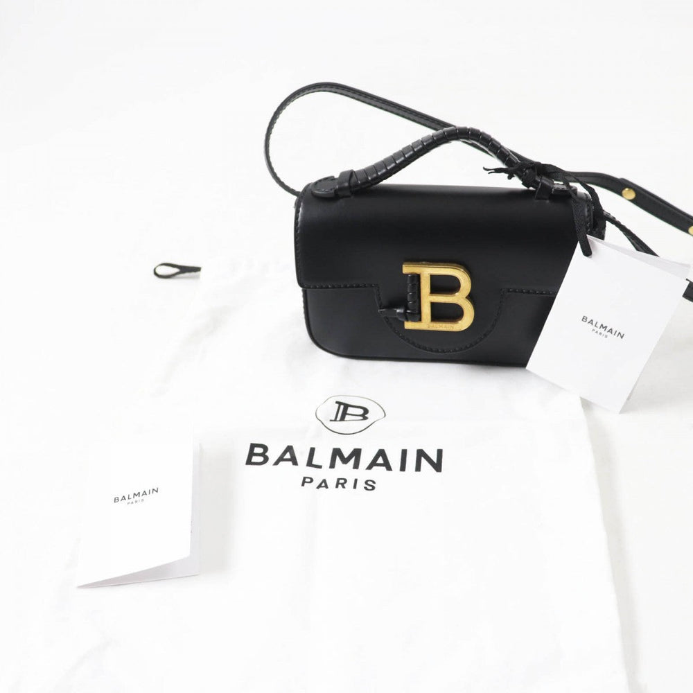 BALMAIN Shoulder Bag DN1DG811 Leather black Bbuzz mini bag Women Used Authentic