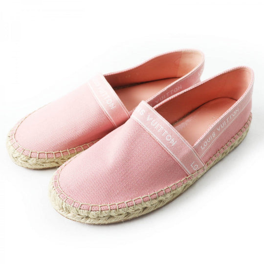 LOUIS VUITTON Slip-on Canvas , Espadrilles pink Flat shoes Croisieur Line Tape logo Women 35 1/2 Used Authentic