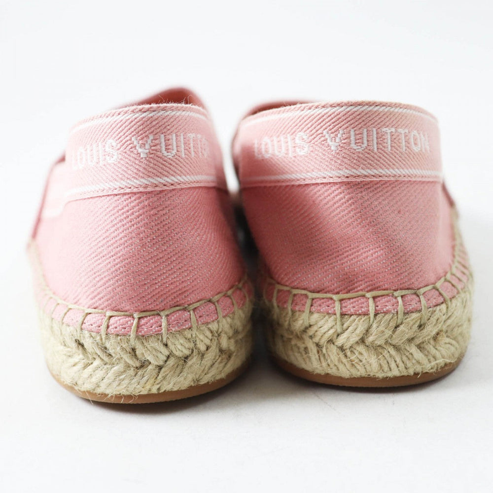LOUIS VUITTON Slip-on Canvas , Espadrilles pink Flat shoes Croisieur Line Tape logo Women 35 1/2 Used Authentic