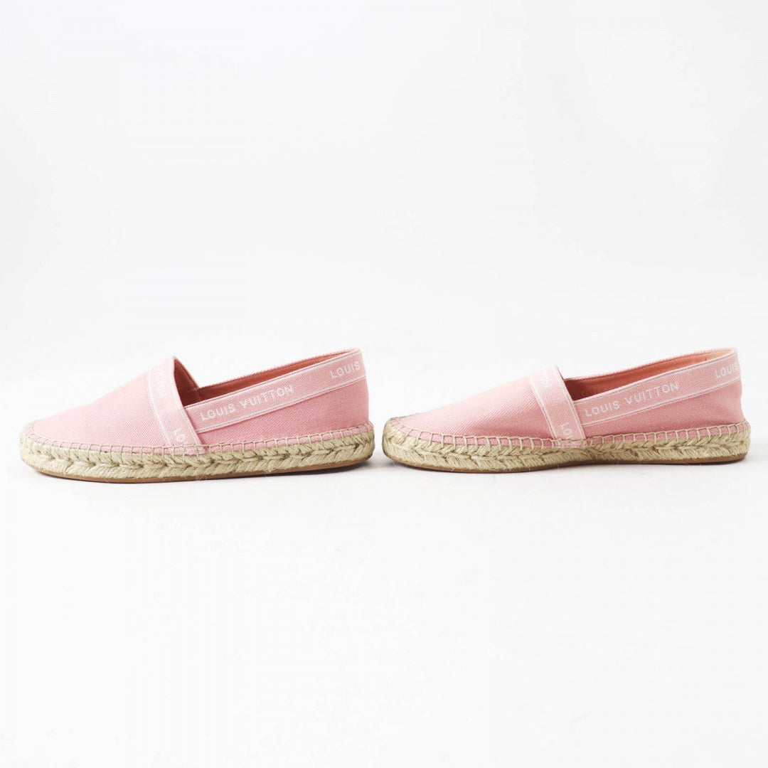 LOUIS VUITTON Slip-on Canvas , Espadrilles pink Flat shoes Croisieur Line Tape logo Women 35 1/2 Used Authentic