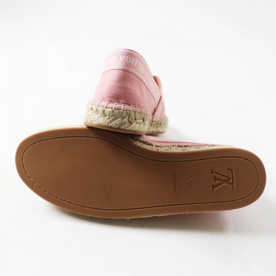 LOUIS VUITTON Slip-on Canvas , Espadrilles pink Flat shoes Croisieur Line Tape logo Women 35 1/2 Used Authentic