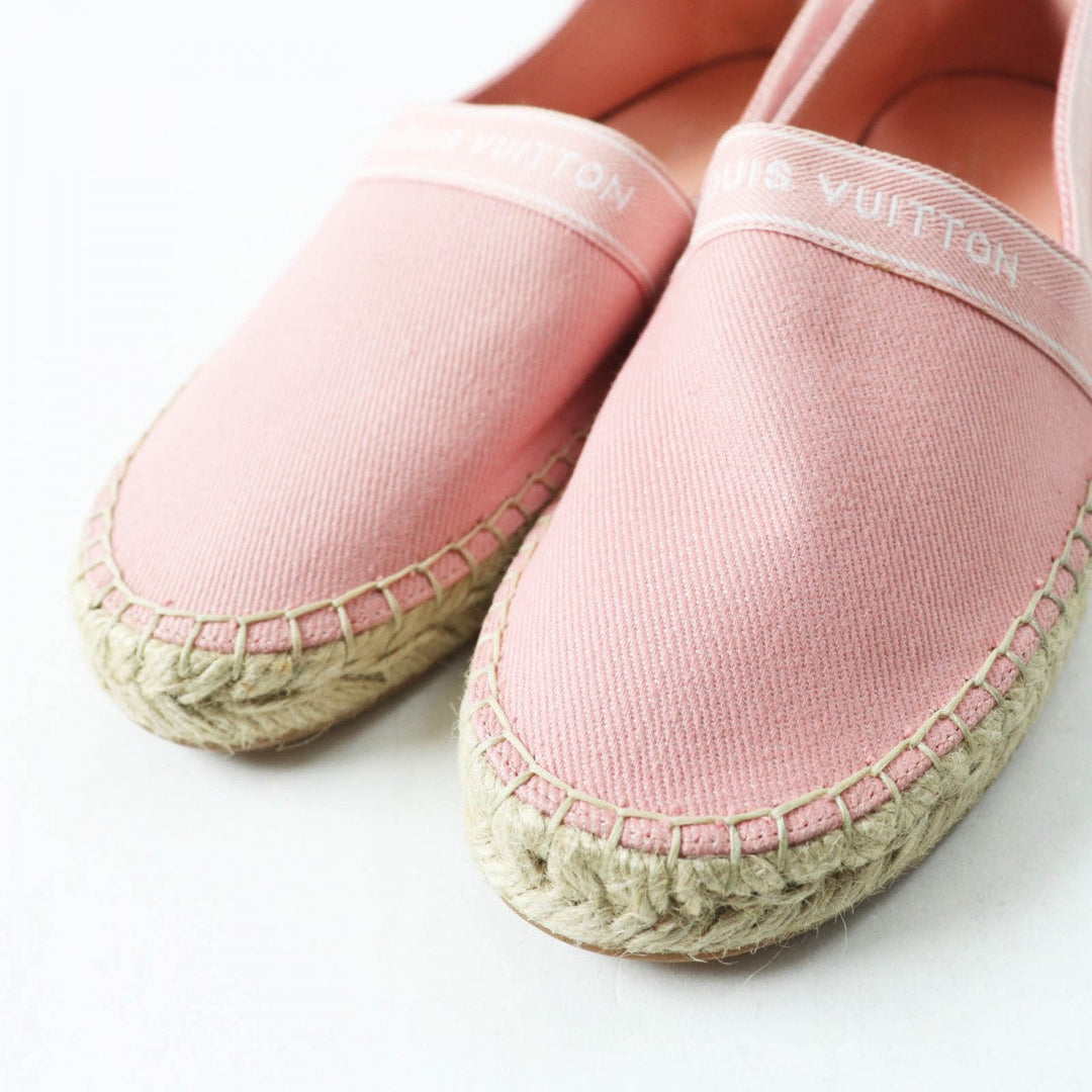 LOUIS VUITTON Slip-on Canvas , Espadrilles pink Flat shoes Croisieur Line Tape logo Women 35 1/2 Used Authentic