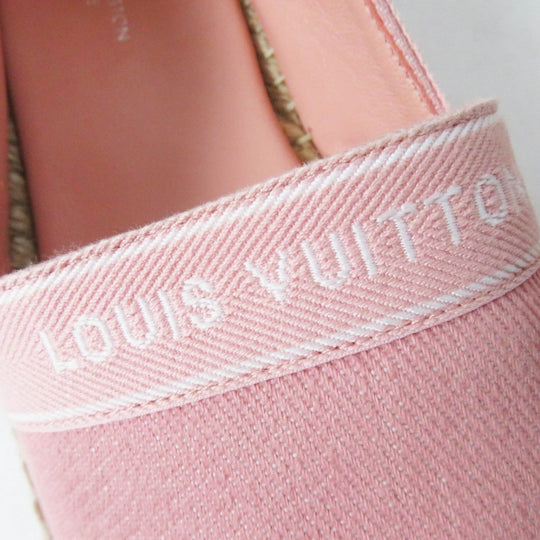 LOUIS VUITTON Slip-on Canvas , Espadrilles pink Flat shoes Croisieur Line Tape logo Women 35 1/2 Used Authentic