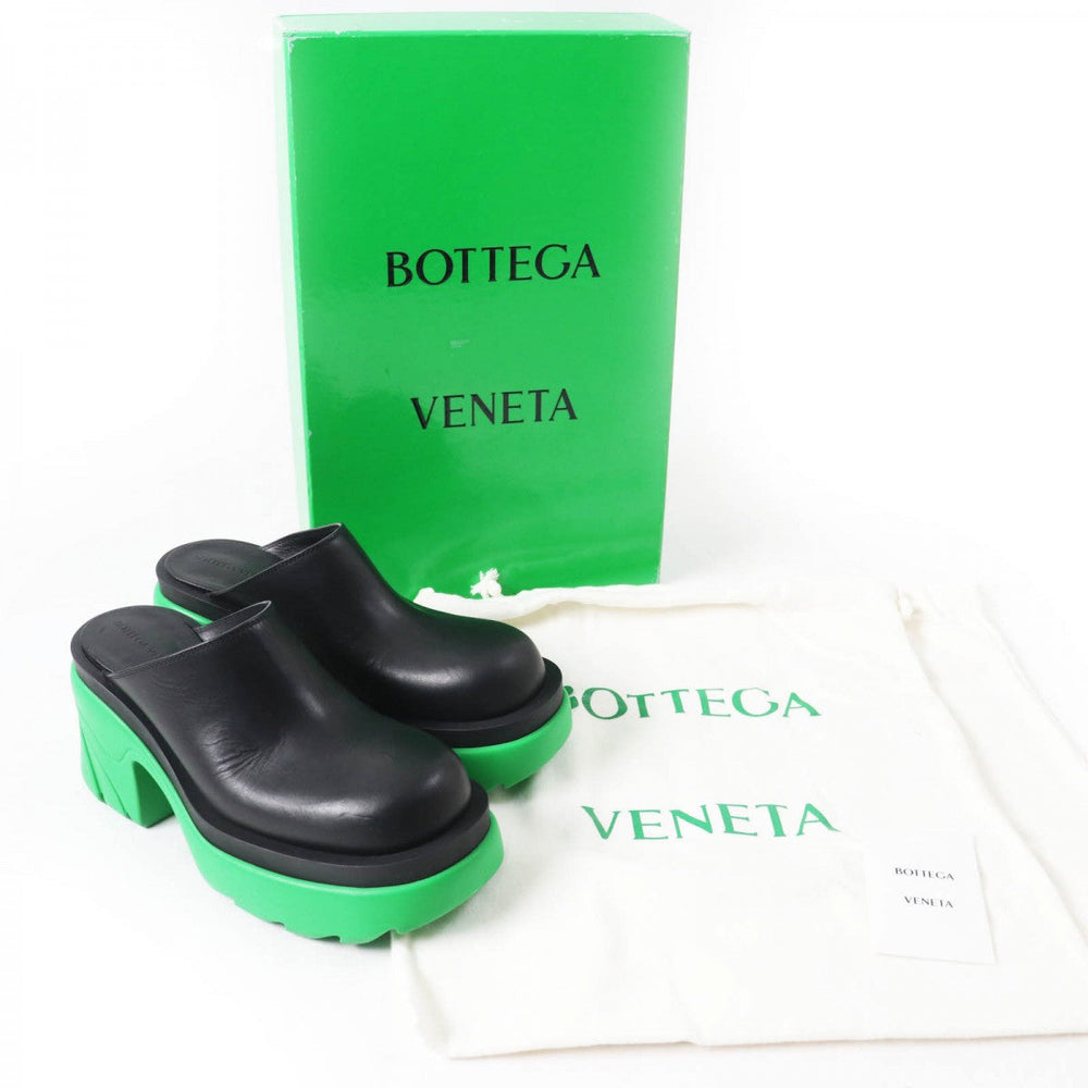 BOTTEGAVENETA Mule Main: Leather, Part: Rubber Black green FLASH Women 37 Used Authentic
