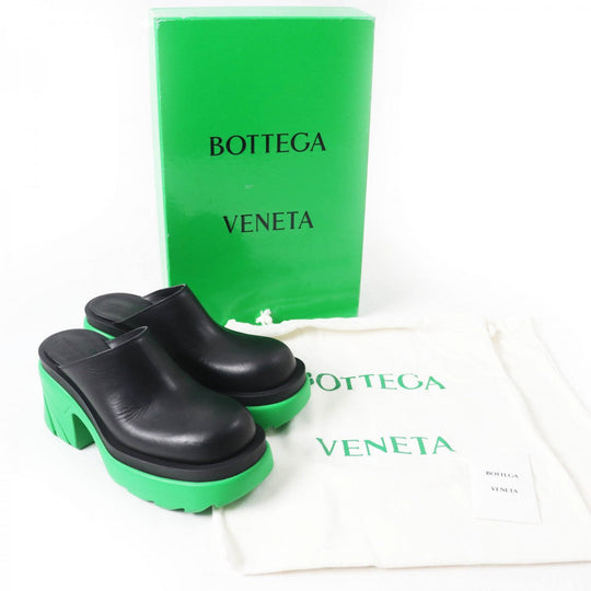 BOTTEGAVENETA Mule Main: Leather, Part: Rubber Black green FLASH Women 37 Used Authentic