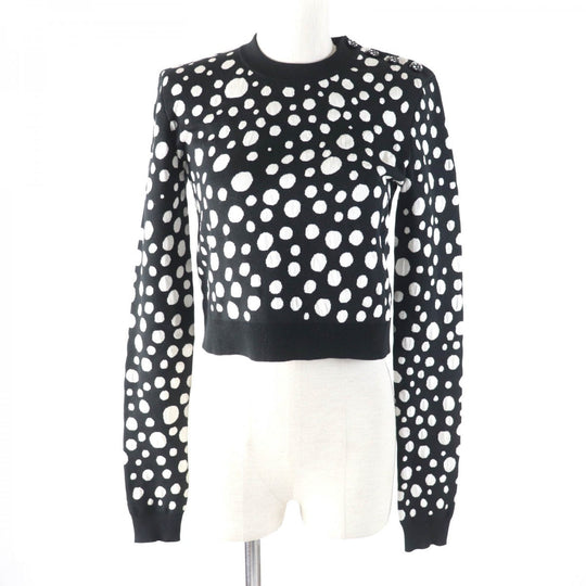 LOUIS VUITTON knit 1AB852 Main: 54% cotton, 39% silk, 5% nylon, 2% polyurethane Black White Women XS Used Authentic