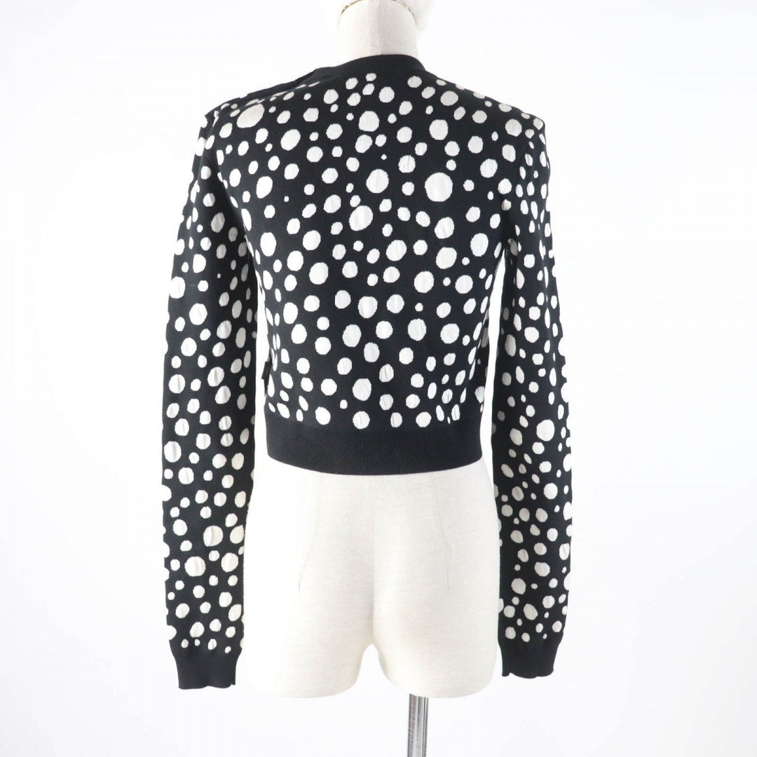 LOUIS VUITTON knit 1AB852 Main: 54% cotton, 39% silk, 5% nylon, 2% polyurethane Black White Women XS Used Authentic