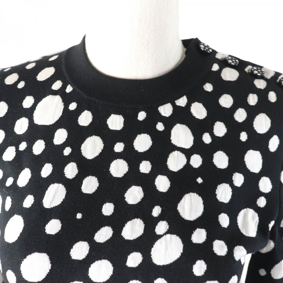 LOUIS VUITTON knit 1AB852 Main: 54% cotton, 39% silk, 5% nylon, 2% polyurethane Black White Women XS Used Authentic
