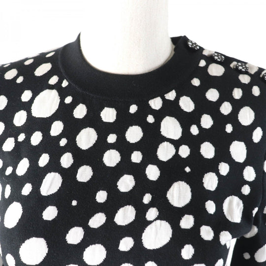 LOUIS VUITTON knit 1AB852 Main: 54% cotton, 39% silk, 5% nylon, 2% polyurethane Black White Women XS Used Authentic