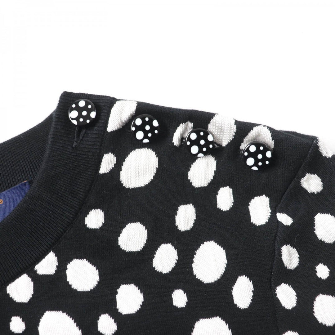 LOUIS VUITTON knit 1AB852 Main: 54% cotton, 39% silk, 5% nylon, 2% polyurethane Black White Women XS Used Authentic