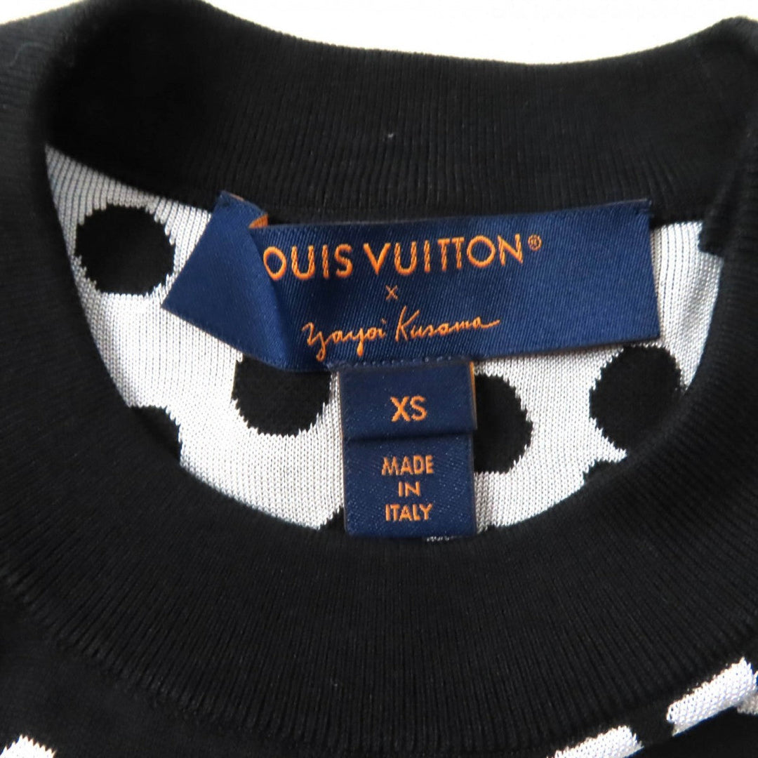 LOUIS VUITTON knit 1AB852 Main: 54% cotton, 39% silk, 5% nylon, 2% polyurethane Black White Women XS Used Authentic