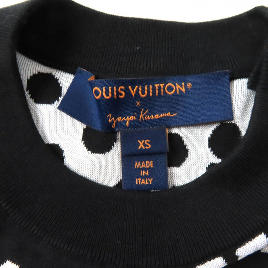 LOUIS VUITTON knit 1AB852 Main: 54% cotton, 39% silk, 5% nylon, 2% polyurethane Black White Women XS Used Authentic