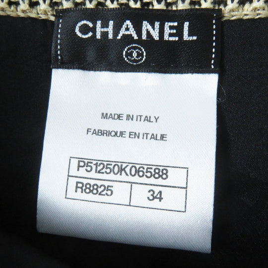 CHANEL Tweed skirt 15P P51250 Outer: 41% paper, Outer: 31% cotton, Outer: 28% silk, Lining: 86% silk, Lining: 14% elastane Black Ivory Women 34 Used Authentic
