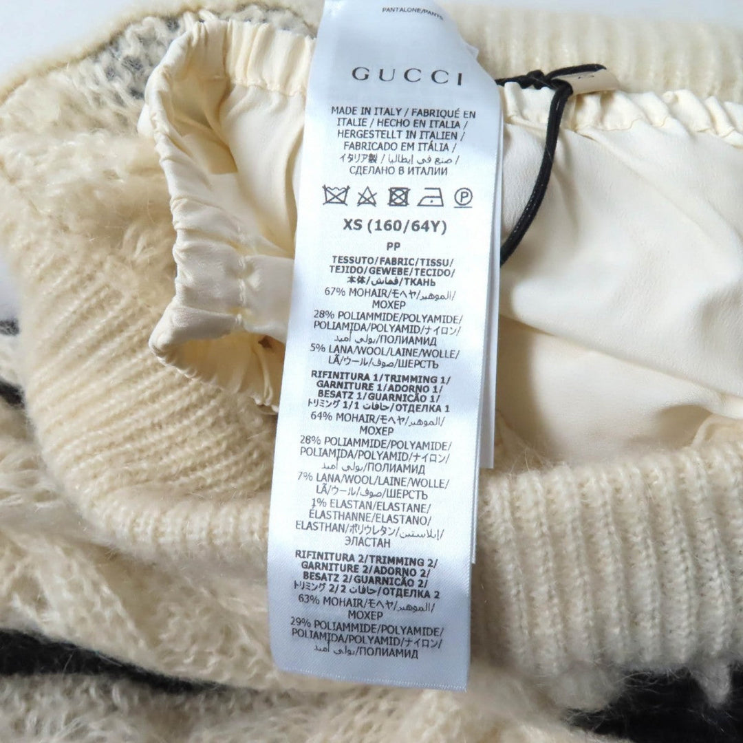 GUCCI Pants 721504 Main: 67% mohair, 28% nylon, 5% wool, part: 64% mohair, 28% nylon, 1% polyurethane, part: 67% mohair, 28% nylon, 5% wool, inner: 75% acetate, 25% silk Ivory black Women XS Used Authentic
