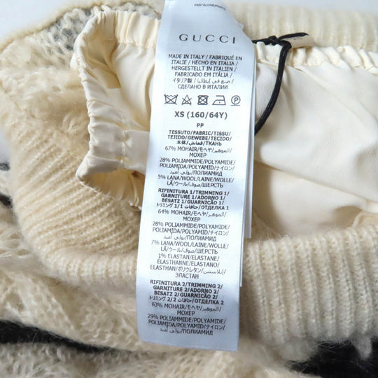 GUCCI Pants 721504 Main: 67% mohair, 28% nylon, 5% wool, part: 64% mohair, 28% nylon, 1% polyurethane, part: 67% mohair, 28% nylon, 5% wool, inner: 75% acetate, 25% silk Ivory black Women XS Used Authentic