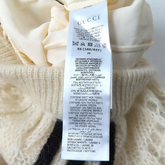 GUCCI Pants 721504 Main: 67% mohair, 28% nylon, 5% wool, part: 64% mohair, 28% nylon, 1% polyurethane, part: 67% mohair, 28% nylon, 5% wool, inner: 75% acetate, 25% silk Ivory black Women XS Used Authentic