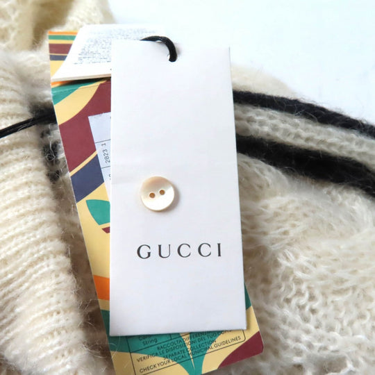 GUCCI Pants 721504 Main: 67% mohair, 28% nylon, 5% wool, part: 64% mohair, 28% nylon, 1% polyurethane, part: 67% mohair, 28% nylon, 5% wool, inner: 75% acetate, 25% silk Ivory black Women XS Used Authentic