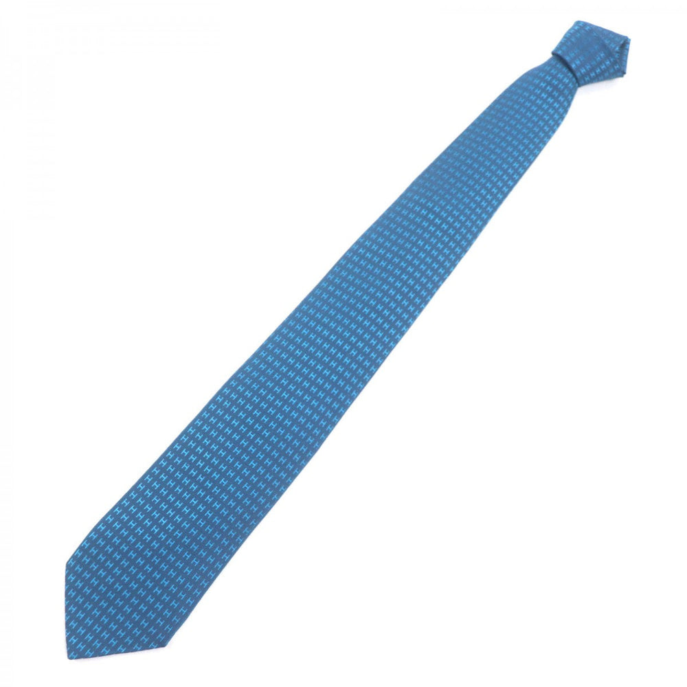 HERMES tie silk Navy blue Cravat Fasone