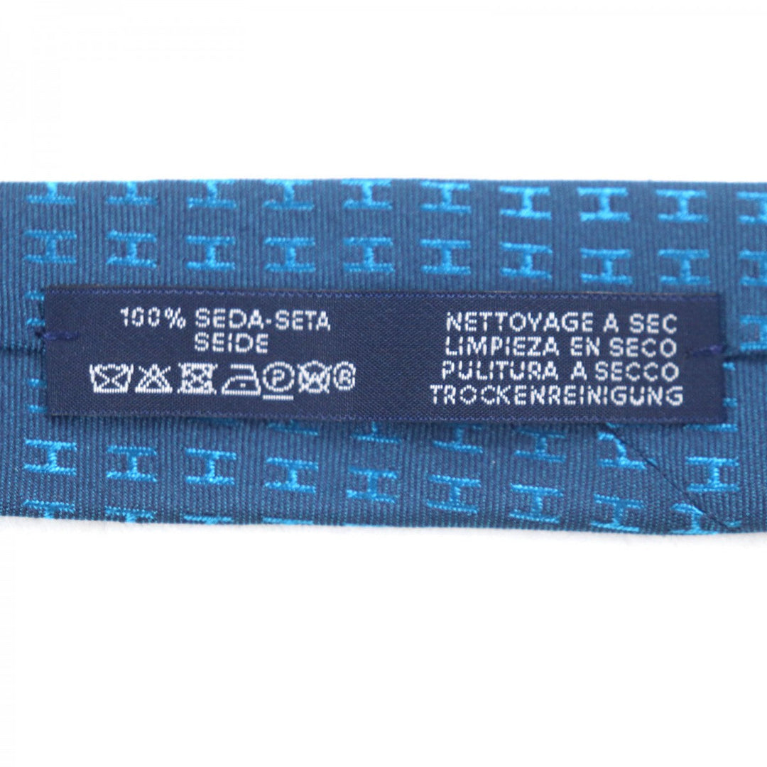 HERMES tie silk Navy blue Cravat Fasone