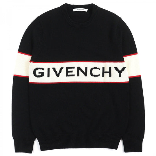 GIVENCHY knit BM900G400M Main: 100% wool Black Ivory Red Band Heavy Sweater mens S Used Authentic