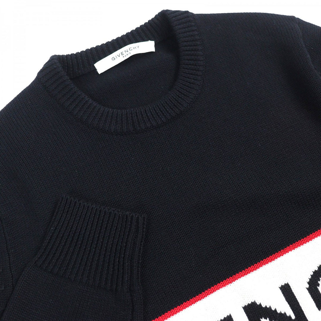 GIVENCHY knit BM900G400M Main: 100% wool Black Ivory Red Band Heavy Sweater mens S Used Authentic